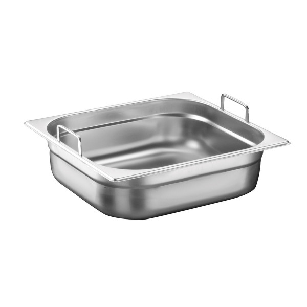 GN 2/3 container with foldable handles, stainless steel 