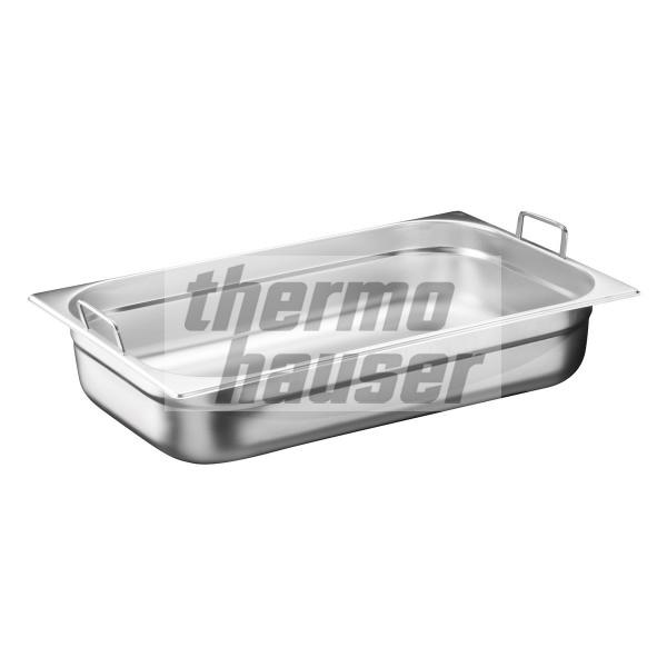 GN 1/1 container with foldable handles, stainless steel
