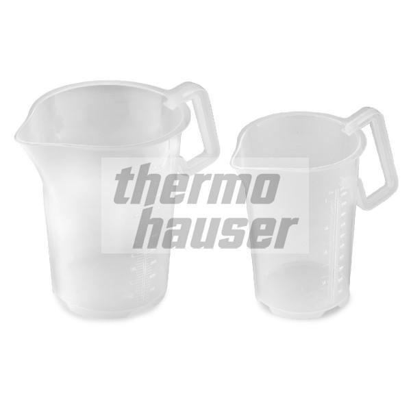 Measuring jug, stackable, closed handle, transparent measuring scale