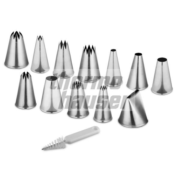 Nozzle set with cleaning brush, stainless steel