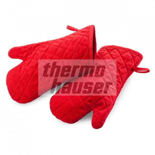 Oven gloves, red, flame retardant